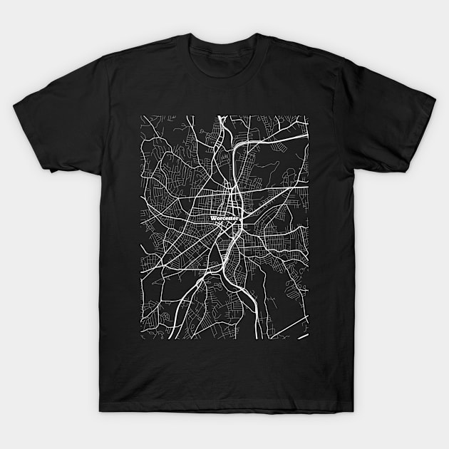 Worcester Massachusetts Map | Map Of Worcester Massachusetts | Worcester Map T-Shirt by benayache